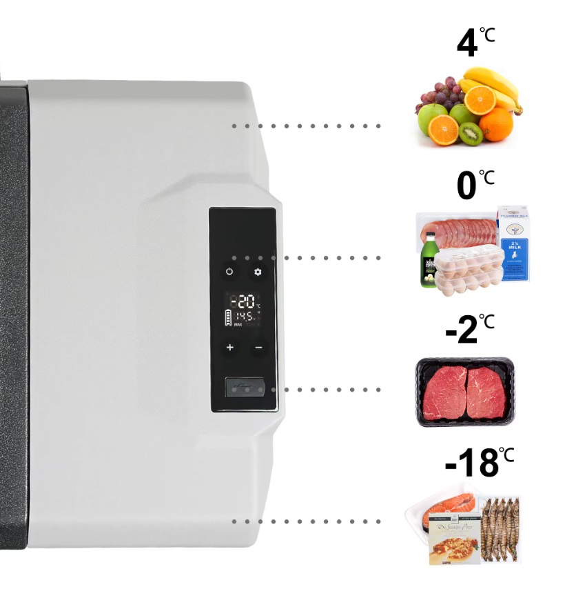 Autochladnička kompresorová, autolednice, objem 50l, napájení 12V, 24V nebo 230V, LCD displej, bluetooth aplikace, s kolečky pro snadný přesun