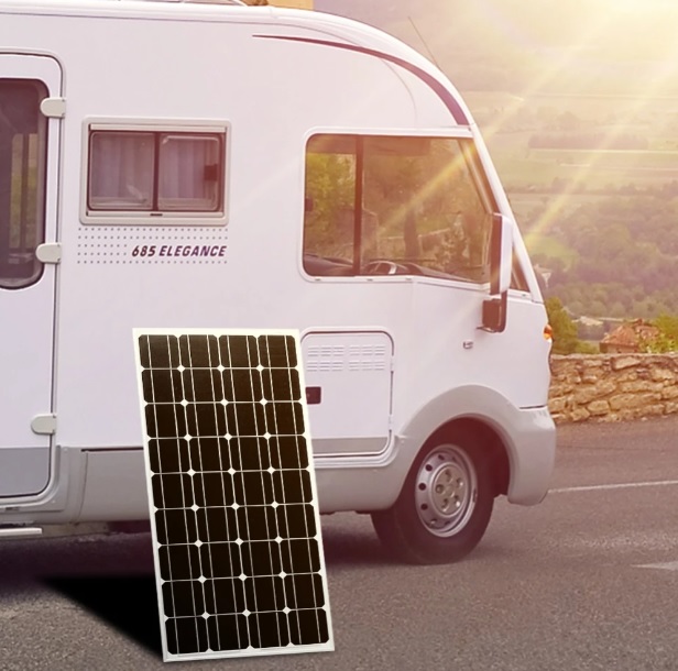 Solární set, 1x solární panel v hliníkovém rámu 970x565mm, PWM Regulátor 10A, kabel pro připojení solárních panelů, kabel pro připojení k baterii 12 nebo 24V