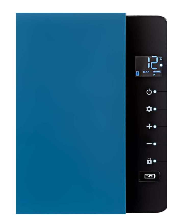 Autochladnička kompresorová, autolednice, objem 22l, napájení 12V, 24V nebo 230V, LCD displej, bluetooth aplikace, modrá