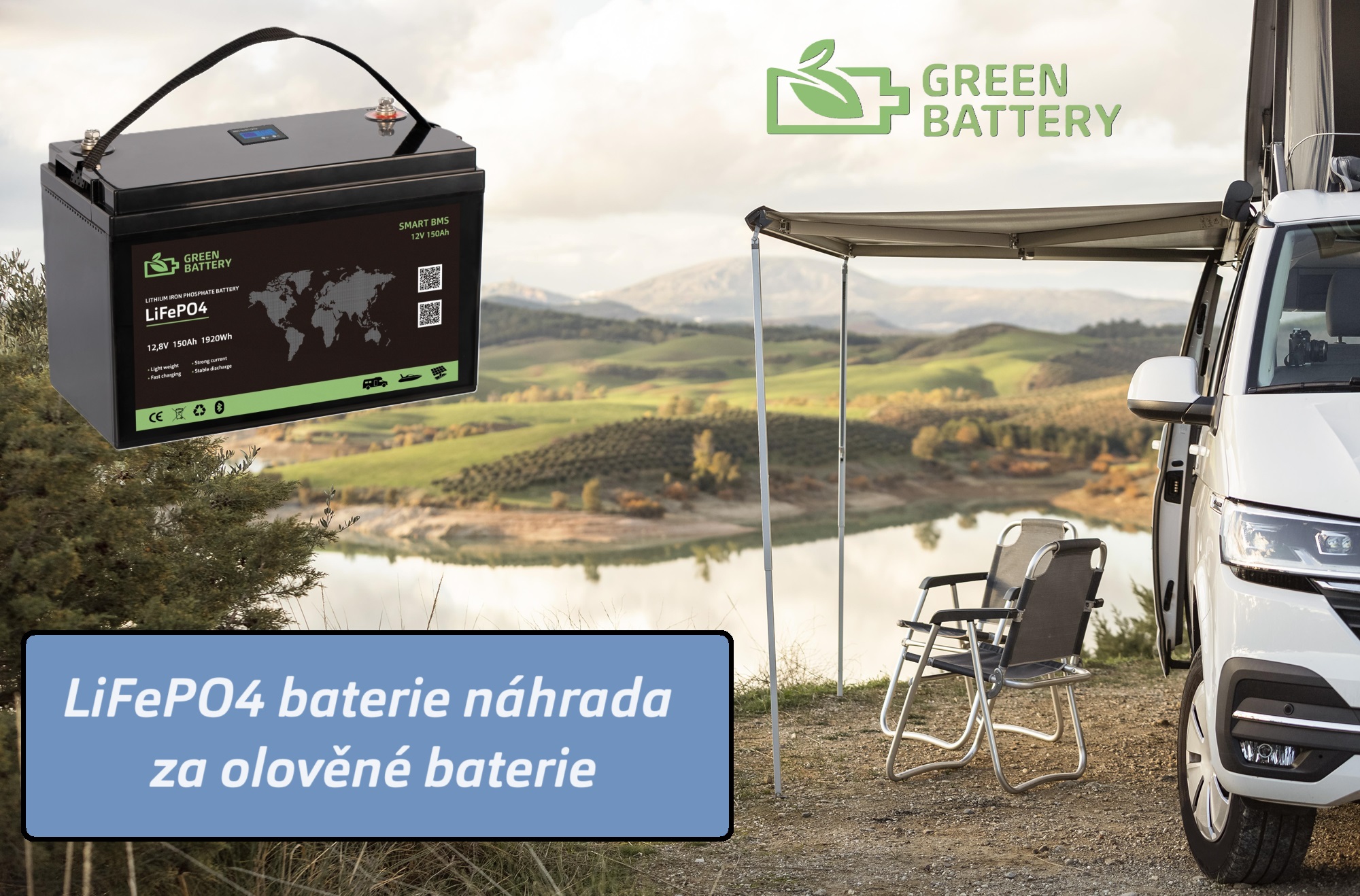 Baterie LiFePO4 12,8V 150Ah, 1920Wh, Lithium-železo-fosfátová baterie, smart Bluetooth BMS, Integrovaný voltmetr