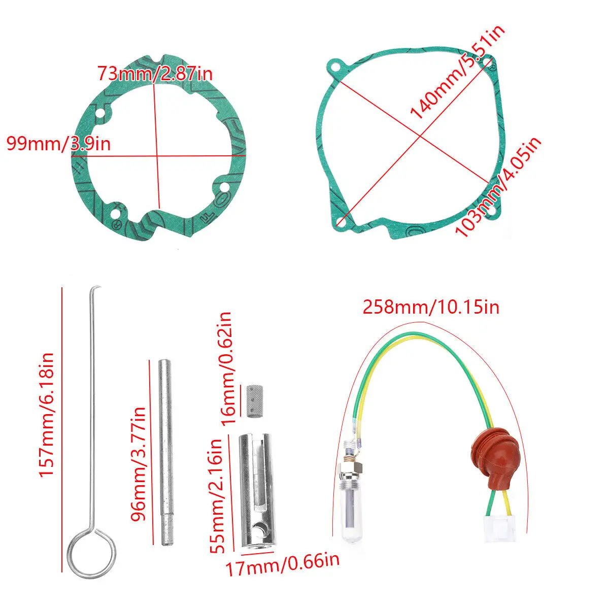 XL-AIRDD Sada na výměnu svíčky a filtru včetně těsnění pro čištění spalovací komory 7 dílů pro topení 5-8kW 12V