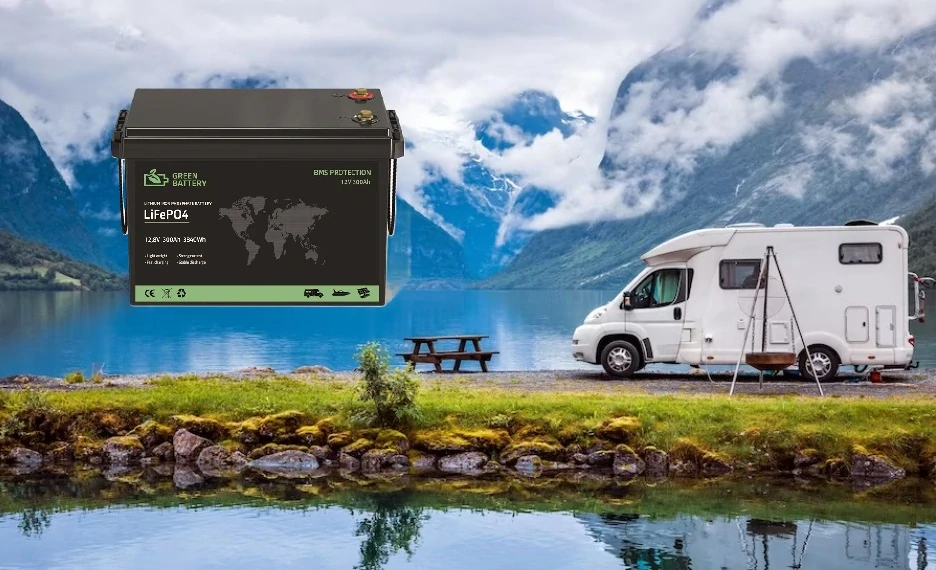 Baterie LiFePO4 12,8V 300Ah, 3840Wh, BMS, Lithium-železo-fosfátová baterie, nabíječka 7A součástí balení, LCD ukazatel stavu baterie