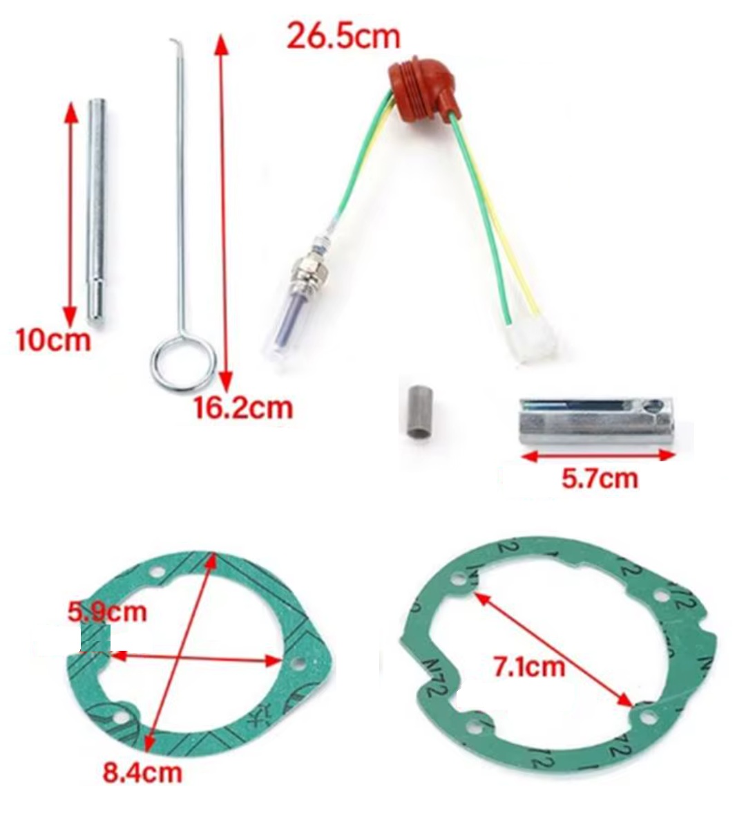 XL-AIRDD Sada na výměnu svíčky a filtru včetně těsnění pro čištění spalovací komory 7 dílů pro topení 2kW 12V