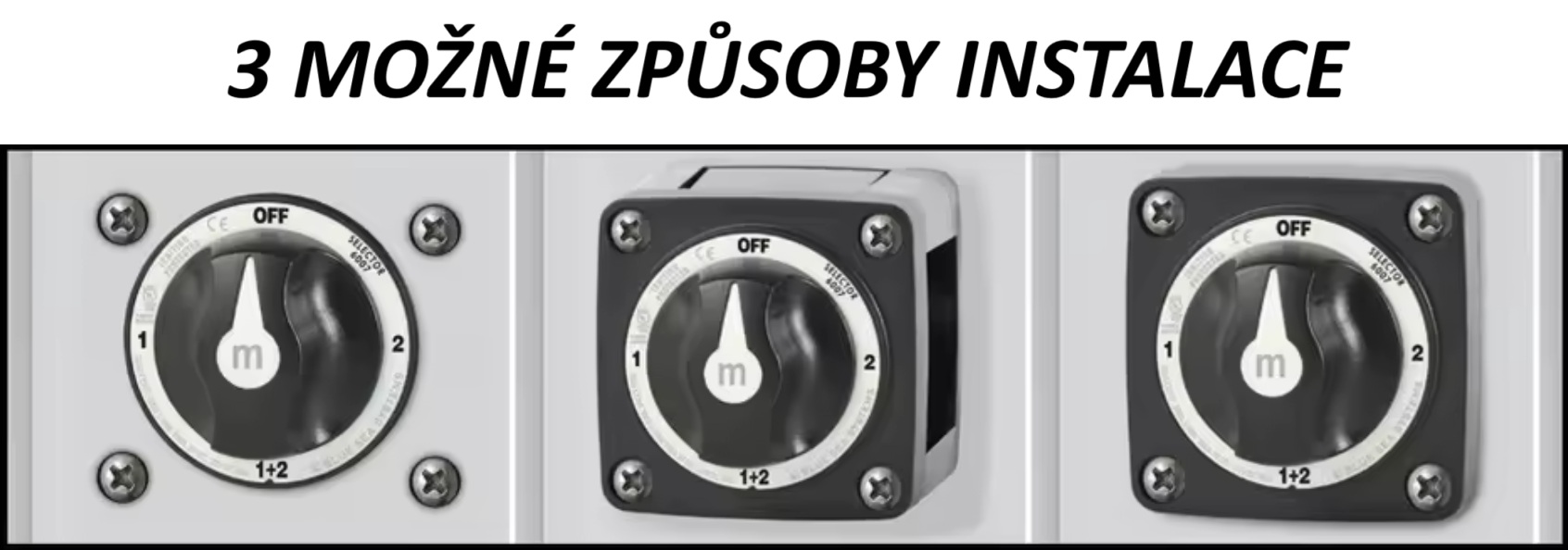 Bateriový propojovač 300A - 4 pozice (1, 2, OFF, 1 a 2)