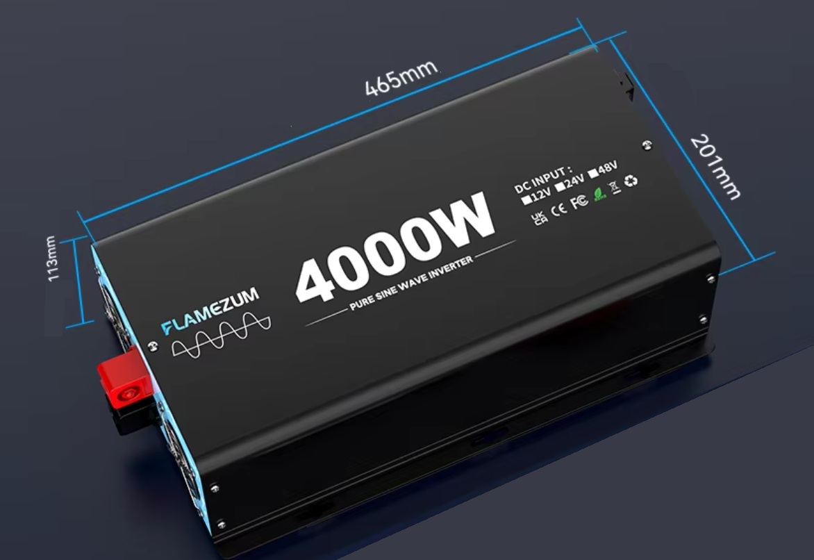 Měnič napětí z 24/230V 4000W, porty USB, PD 30W,  vzdálený kontrolní panel, čistý sinus