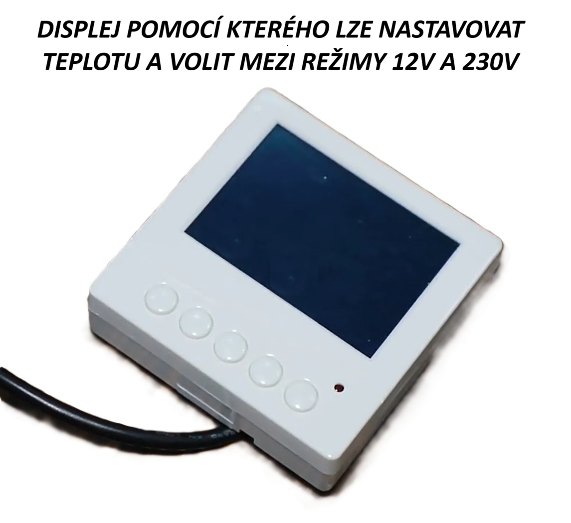Elektrický nerezový bojler pro karavany 10 litrů s přepínatelným výkonem a napětím 12V/200W a 230V/1500W včetně vzdáleného displeje pro nastavení bojleru