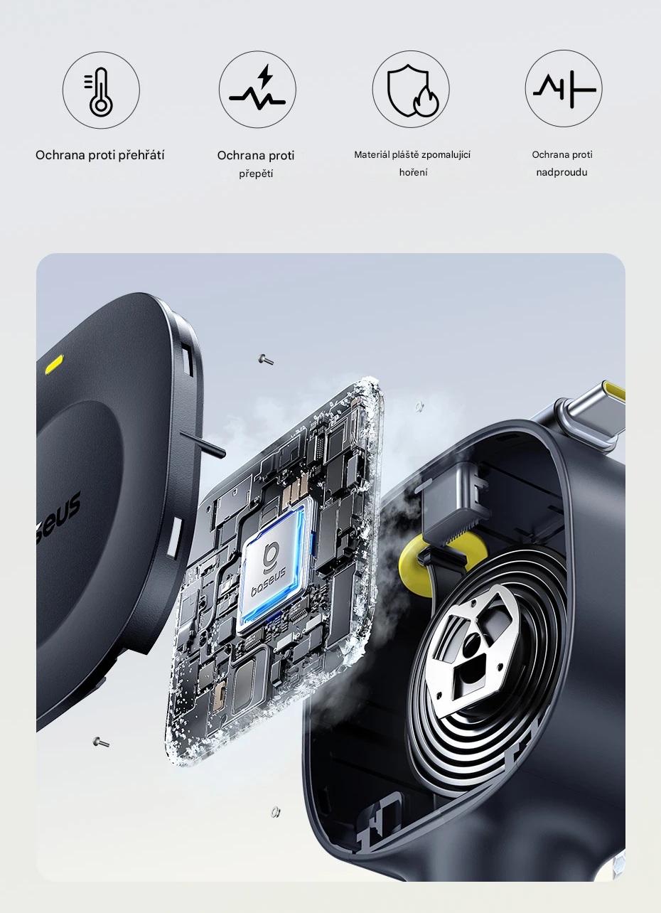 Autonabíječka 2x30W se zatahovacím USB-C kabelem pro rychlé nabíjení telefonů