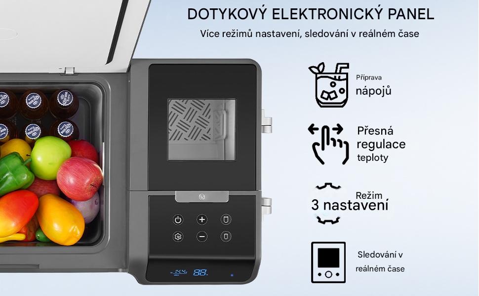 Autochladnička kompresorová s výrobníkem ledu, autolednice, objem 35l, napájení 12V, 24V nebo 230V, LCD displej, výrobník ledu