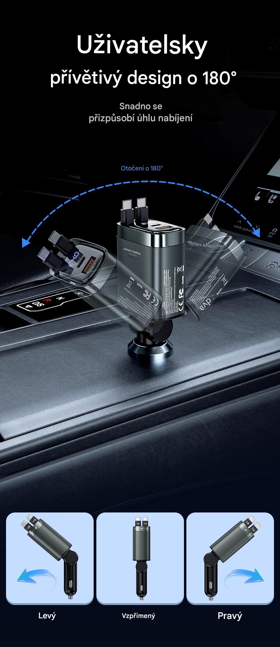 Rychlonabíječka do auta se 4 USB porty a QC 3.0