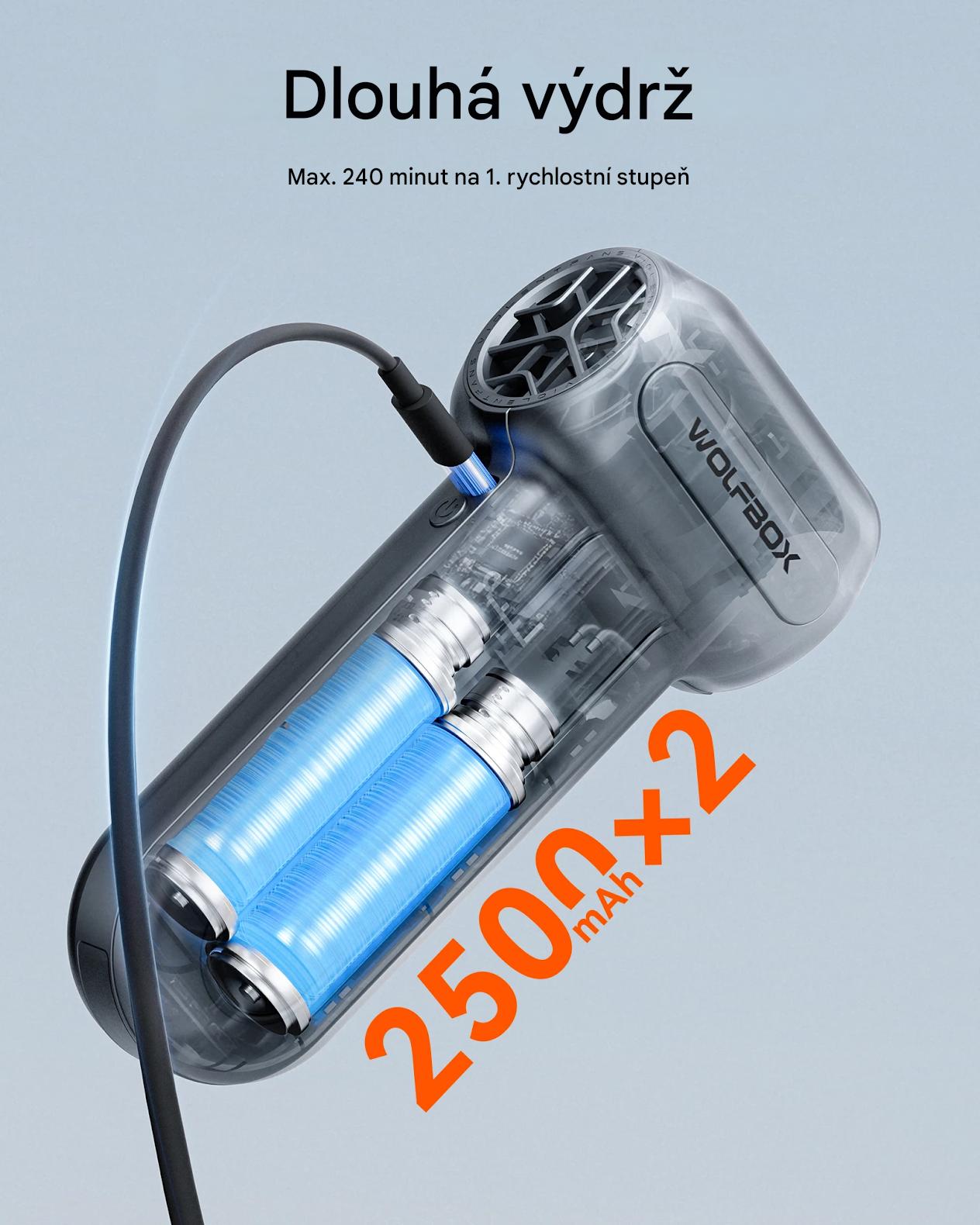 Výkonný akumulátorový dmychadlo 45 m/s pro čištění PC a aut