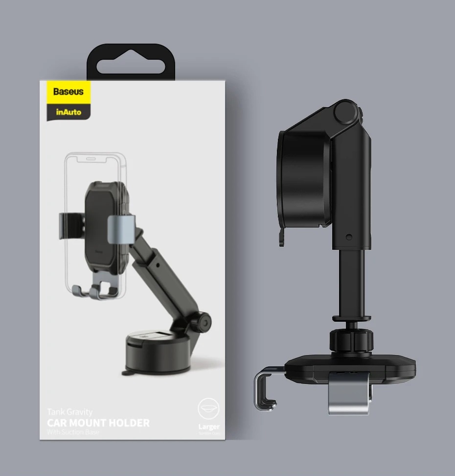 Kovový gravitační držák s přísavkou Baseus Tank Gravity – Tarnish Black