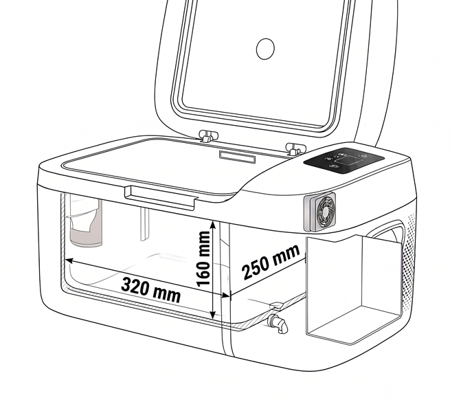 Autochladnička kompresorová, autolednice, objem 15l, napájení 12V, 24V nebo 230V, LCD displej, bluetooth aplikace, usb port
