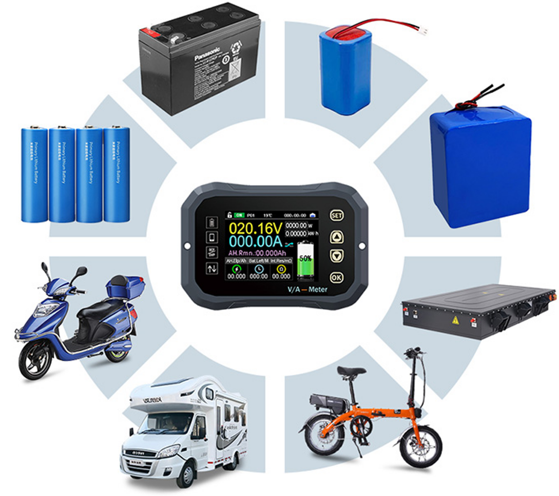 JT Sledovač stavu baterie a odpojovač pro baterie s napětím od 9 do 120V, proudová zátěž max. 600A, barevný displej, bluetooth aplikace, barva černá