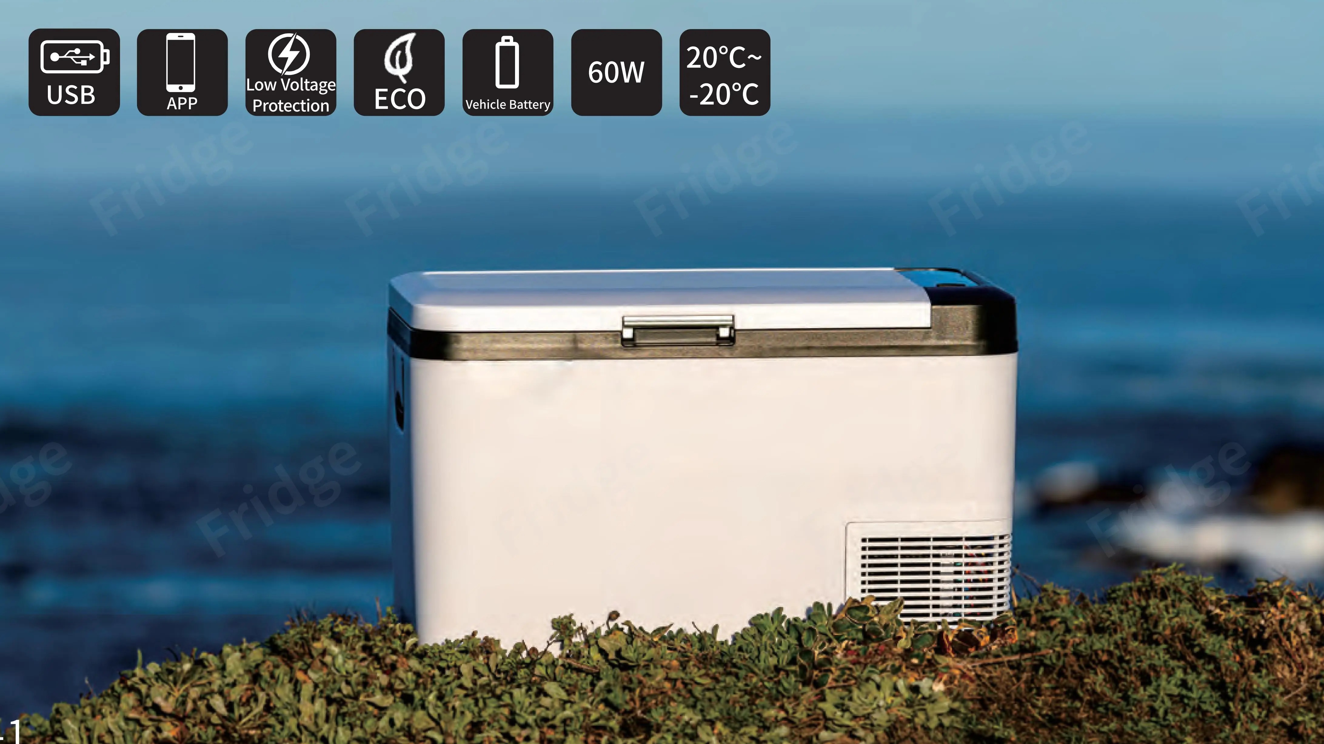 Autochladnička kompresorová, autolednice, objem 25l, napájení 12V, 24V nebo 230V, LCD displej, bluetooth aplikace