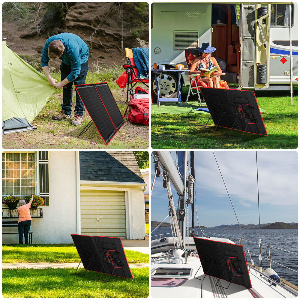 Skládací podpěry pro přenosné solární panely 