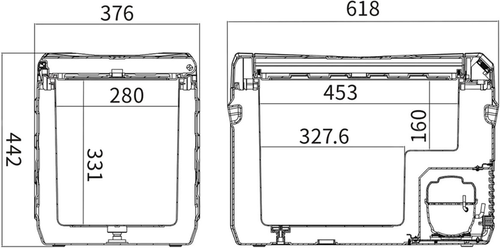 Autochladnička kompresorová, autolednice, objem 40l, napájení 12V, 24V nebo 230V, LCD displej, bluetooth aplikace