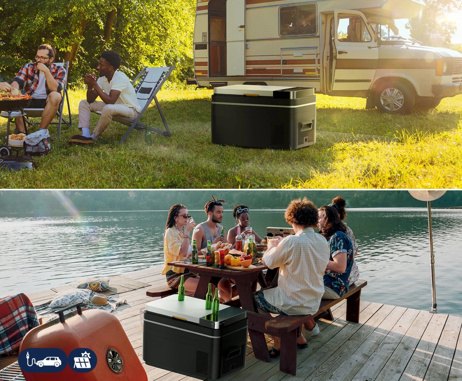 Autochladnička kompresorová, autolednice, objem 25l, napájení 12V, 24V nebo 230V, LCD displej, vnitřní osvětlení