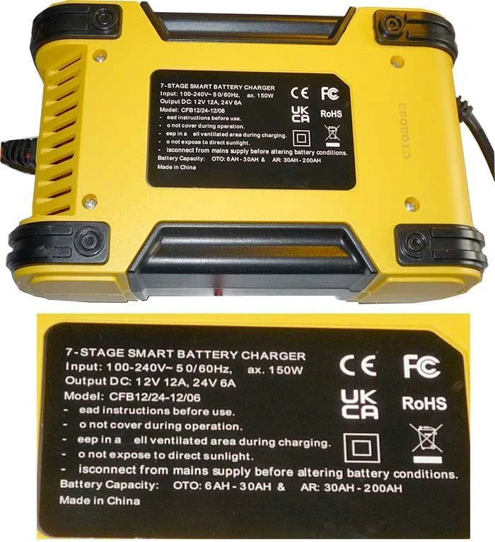 Automatická univerzální nabíječka pro olověné (AGM, Gel, zaplavené), LiFePO4 baterie, 12A 12V nebo 24 V (6A)