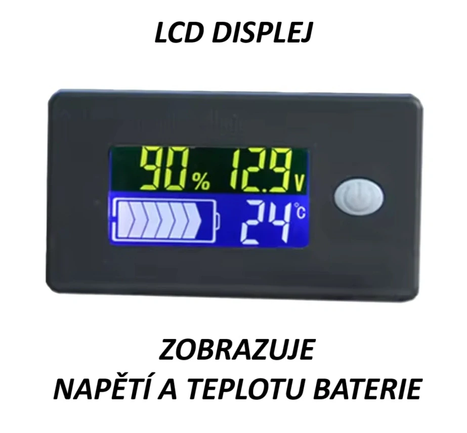 Baterie LiFePO4 12,8V 300Ah, 3840Wh, BMS, Lithium-železo-fosfátová baterie, nabíječka 7A součástí balení, LCD ukazatel stavu baterie