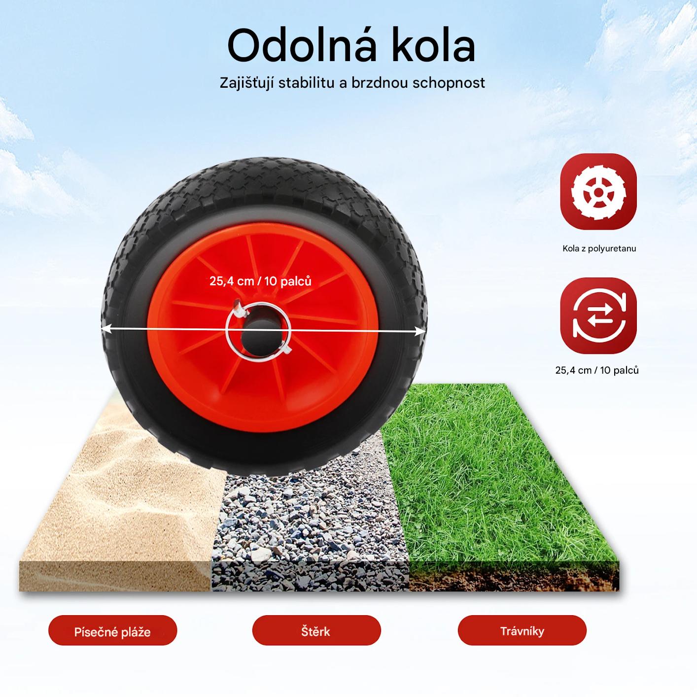 Hliníkový skládací vozík na kajak a kanoe – nosnost 80 kg, 10" kola