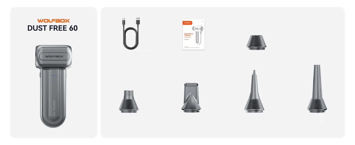 Výkonný akumulátorový dmychadlo 45 m/s pro čištění PC a aut