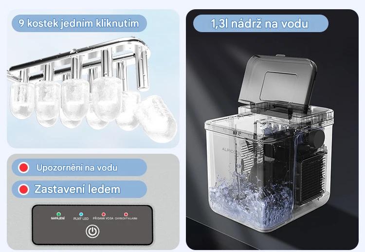 Alpicool mobilní kompresorový výrobník ledu Alpicool na 12V, 24V a 230V s kapacitou nádržky 1,3l, až 11 kg ledu za den