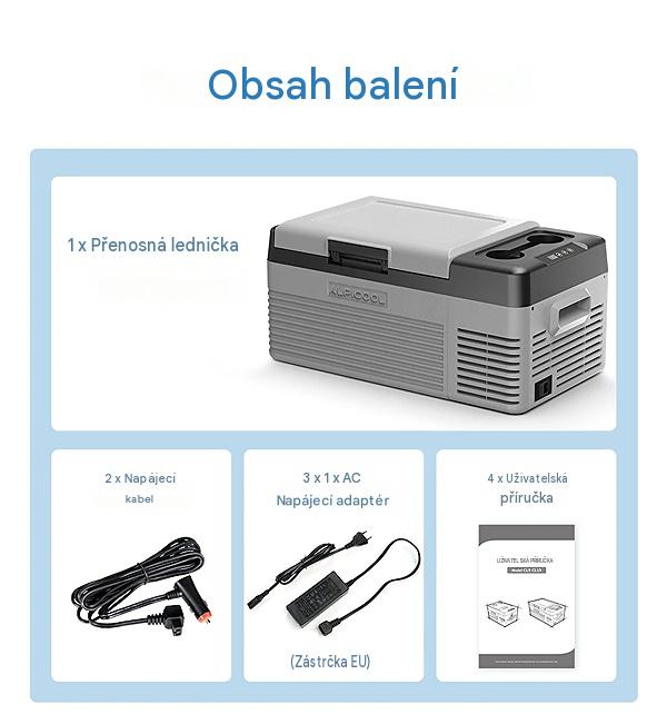 Autochladnička kompresorová Alpicool, autolednice, objem 15l, napájení 12V, 24V nebo 230V, LCD displej, bluetooth aplikace