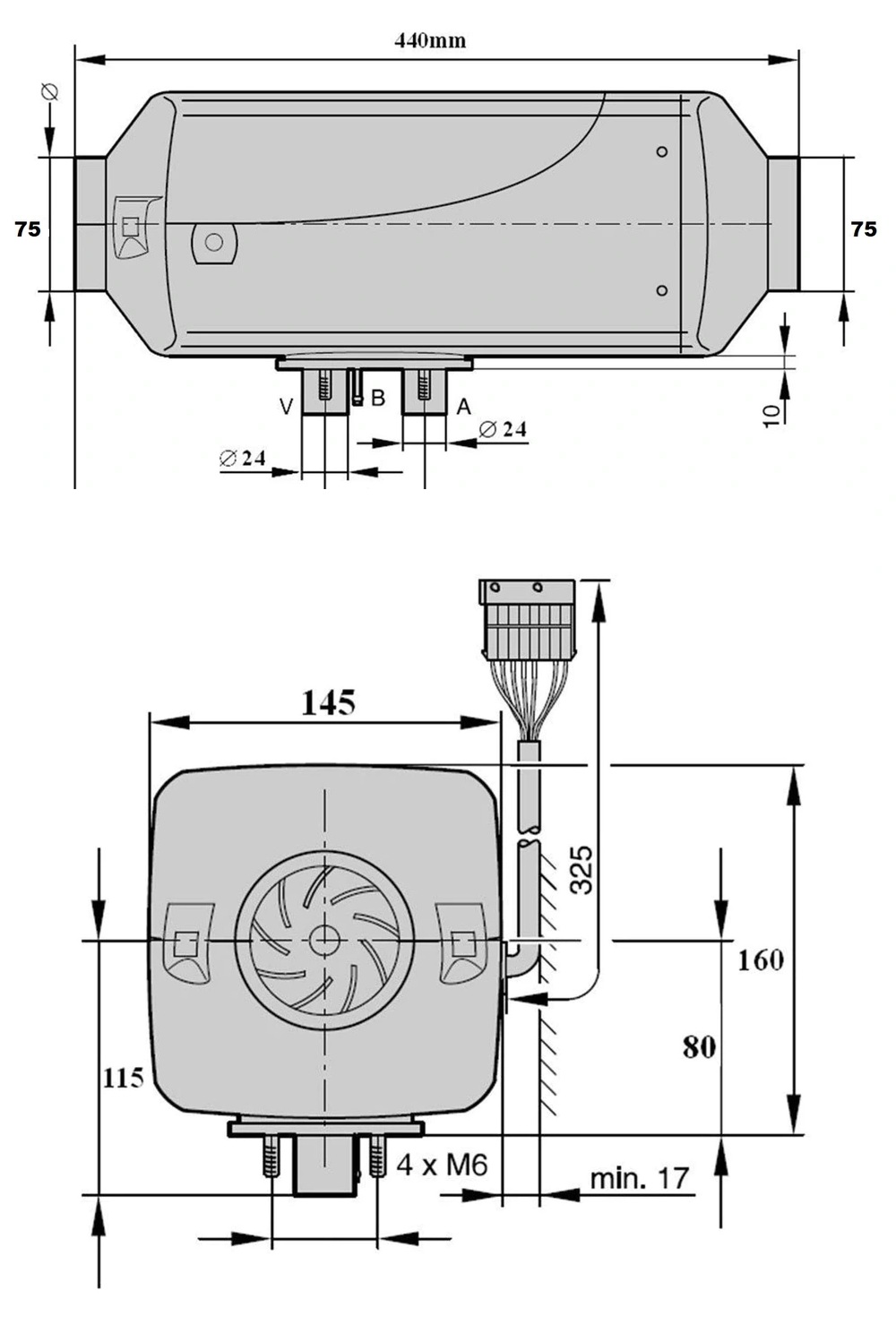 XL-AIRD Nezávislé topení 5kW včetně instalační sady, černý LCD ovladač nová verze, černý dálkový ovladač, 12V nebo 24V automatická volba, tiché čerpadlo, Bluetooth aplikace, wifi vzdálené ovládání