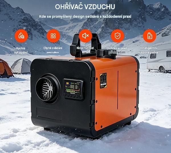 XL-AIRD V48 Nezávislé topení 8kW - přenosné, černý LCD ovladač, 1 výduch, tiché čerpadlo, bluetooth a wifi aplikace, připojení 12V, 24V a 230V, možnost připojení pomocí wifi, dálkový ovladač