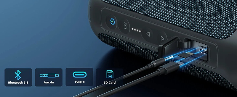 Bezdrátový reproduktor OTZ s výkonem 40W, barva černá, podpora bezdrátového Bluetooth, linkového vstupu AUX 3,5 mm, USB portu i slotu na TF karty, kapacita baterie 6600 mAh, IPX7