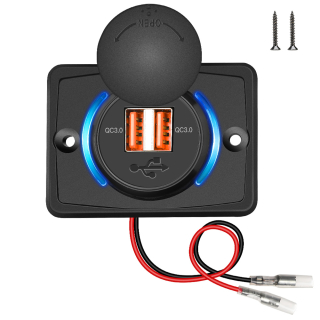 Duální USB nabíječka zásuvka pro nabíjení do karavanu 2x QC3 12V-24V